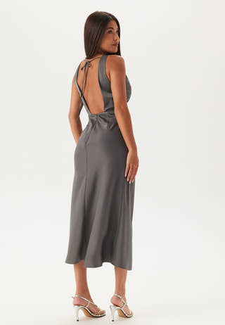 Cowl Neck Satin Midi Dress