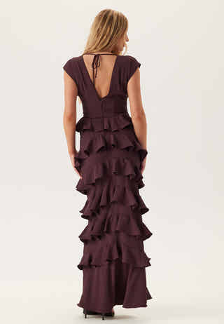 Deep V-Neck Flounce Gown