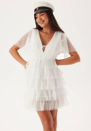 Deep V-neck Tulle Dress