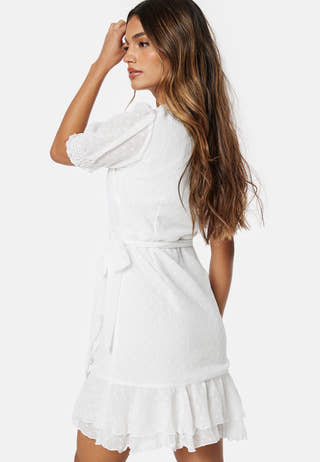 Dotted S/S wrap dress