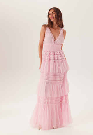 Frill Dotted Tulle Gown