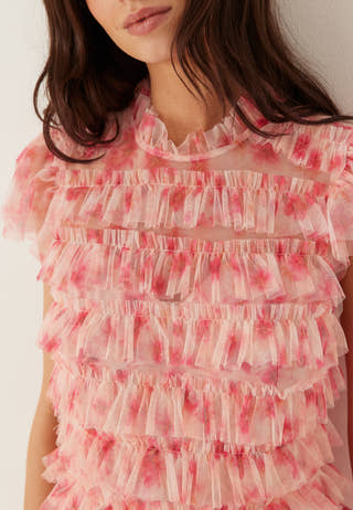 High Neck Tulle Frill Dress