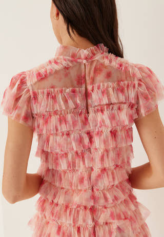 High Neck Tulle Frill Dress