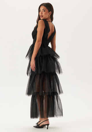 High Slit Tulle Maxi Dress