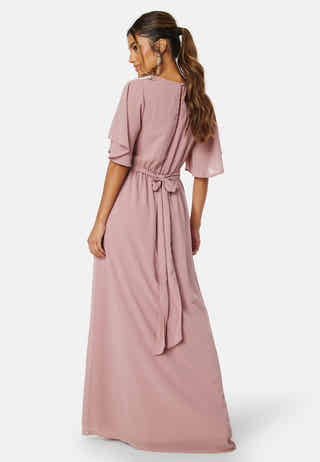 Butterfly Sleeve Chiffon Gown