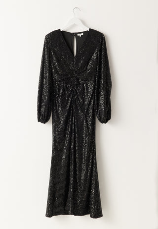 Long Sleeve Sequin Ankle Dress