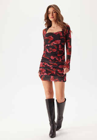 Mesh Ruched Short Dress