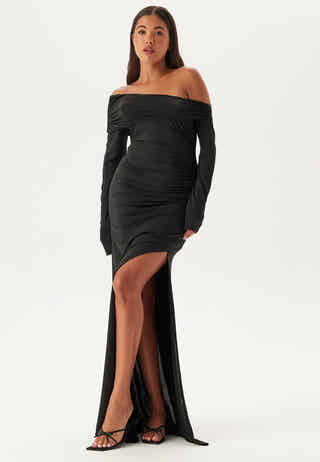 Asymmetric Off Shoulder Soft Gown