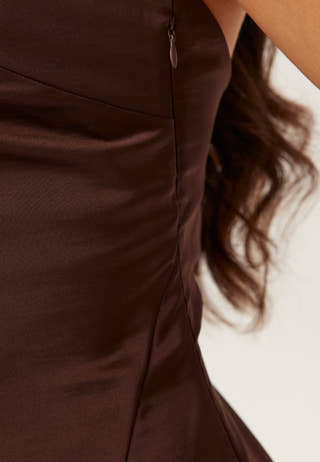 One Shoulder Scarf Satin Gown