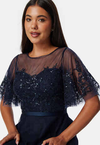 Embroidered Mesh Midi Dress