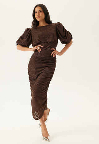 Ruched Puff Sleeve Dress