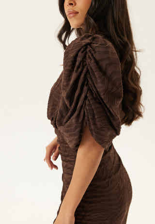 Ruched Puff Sleeve Dress