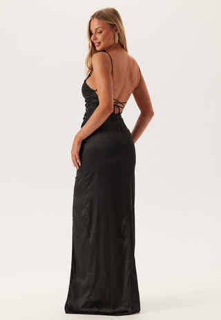 Ruched Satin Strap Gown