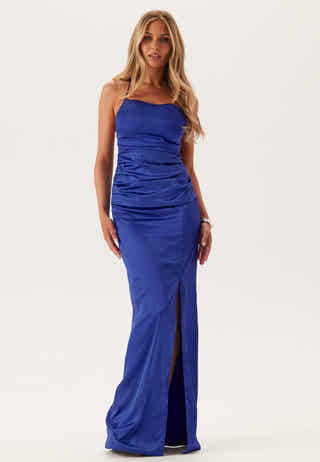 Ruched Satin Strap Gown