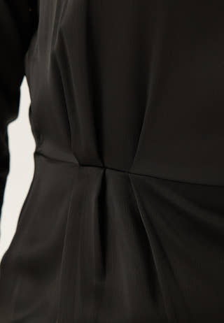Satin High Collar Midi Dress