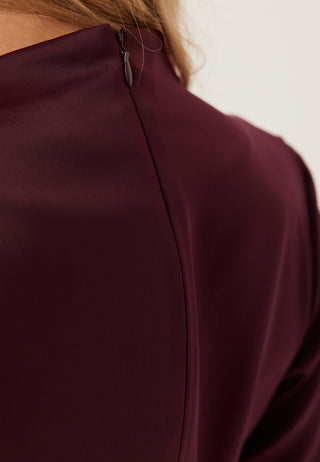 Satin High Collar Midi Dress