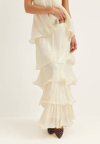 Shimmer Flounce Maxi Skirt