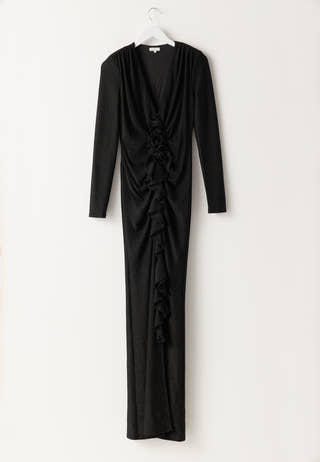 Sparkling Low V-neck  Slit Gown