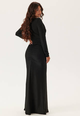 Sparkling Low V-neck  Slit Gown