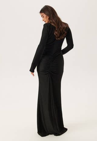 Sparkling Low V-neck Slit Gown