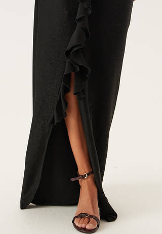 Sparkling Low V-neck Slit Gown