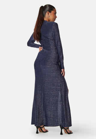 Sparkling Ruched Slit Gown