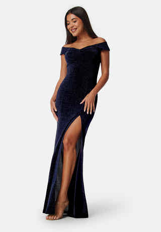 Sparkling Twist Off Shoulder Gown
