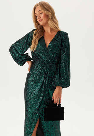 Sequin Wrap Gown
