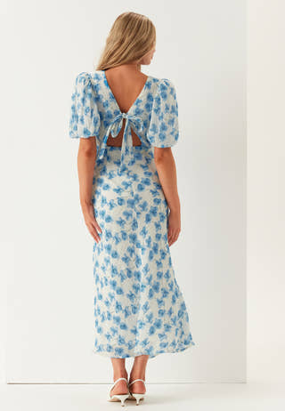 Structured Puff Sleeve Ankle Dress