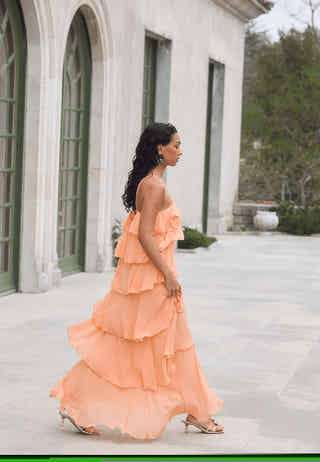 Tie Back Flounce Maxi Dress