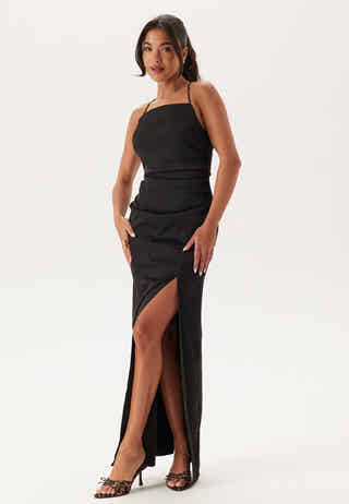 Tie Back Satin Gown