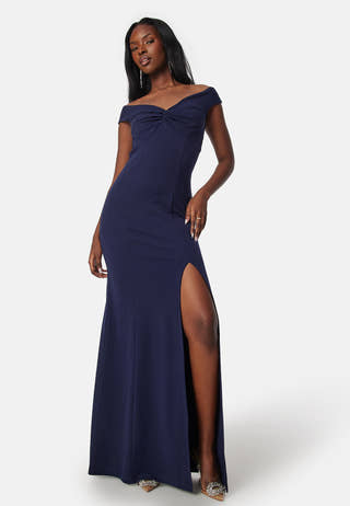 Twist Off Shoulder Gown