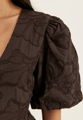 V-neck Bubble Hem Short Dress