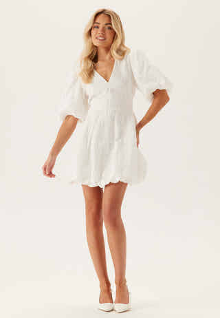 V-neck Bubble Hem Short Dress