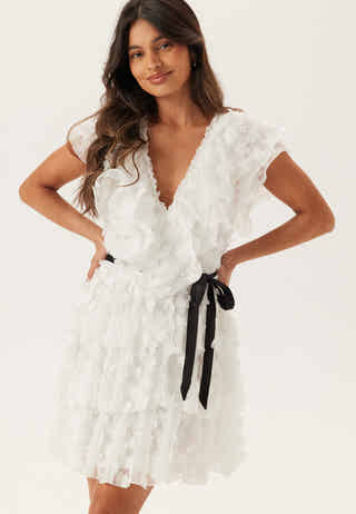 V-neck Frill Floral Dress