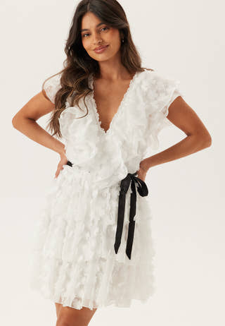 V-neck Frill Floral Dress