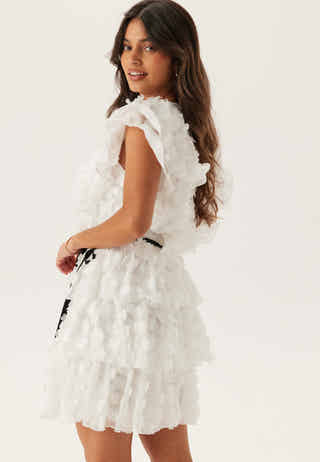 V-neck Frill Floral Dress