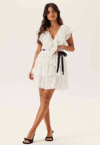 V-neck Frill Floral Dress