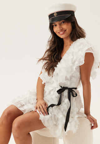 V-neck Frill Floral Dress