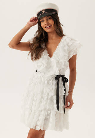 V-neck Frill Floral Dress