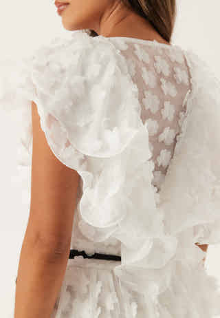 V-neck Frill Floral Dress