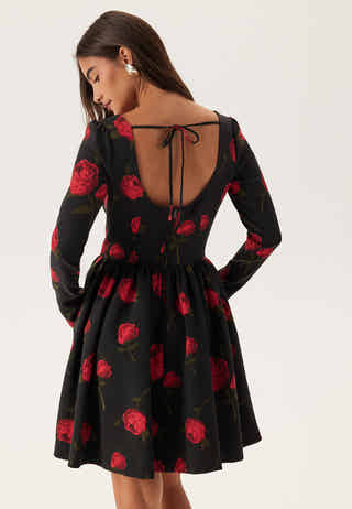 Volume Skirt Long Sleeve Mini Dress