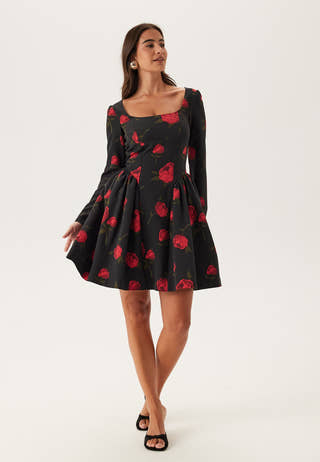 Volume Skirt Long Sleeve Mini Dress