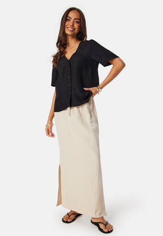 Linen Blend Maxi Skirt