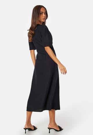Linen Blend Wrap Dress