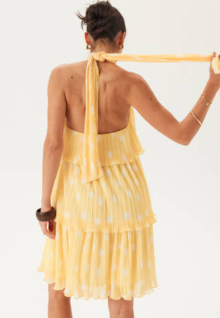 Pleated Flounce Mini Dress