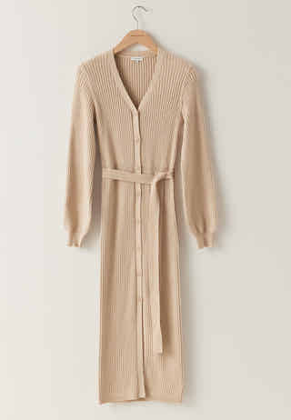 Rib Knitted Cardigan Dress