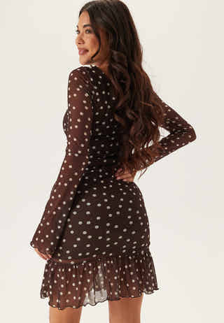 Ruched Mesh Frill Dress