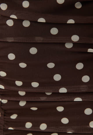 Ruched Mesh Frill Dress