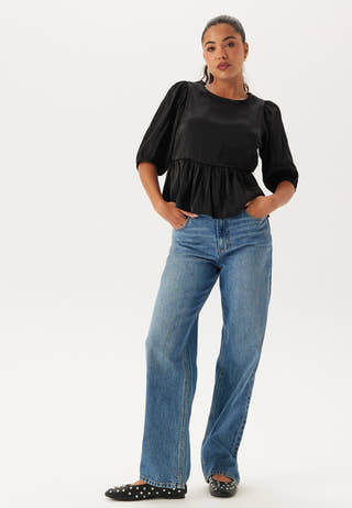 Round Neck Puff Sleeve Blouse